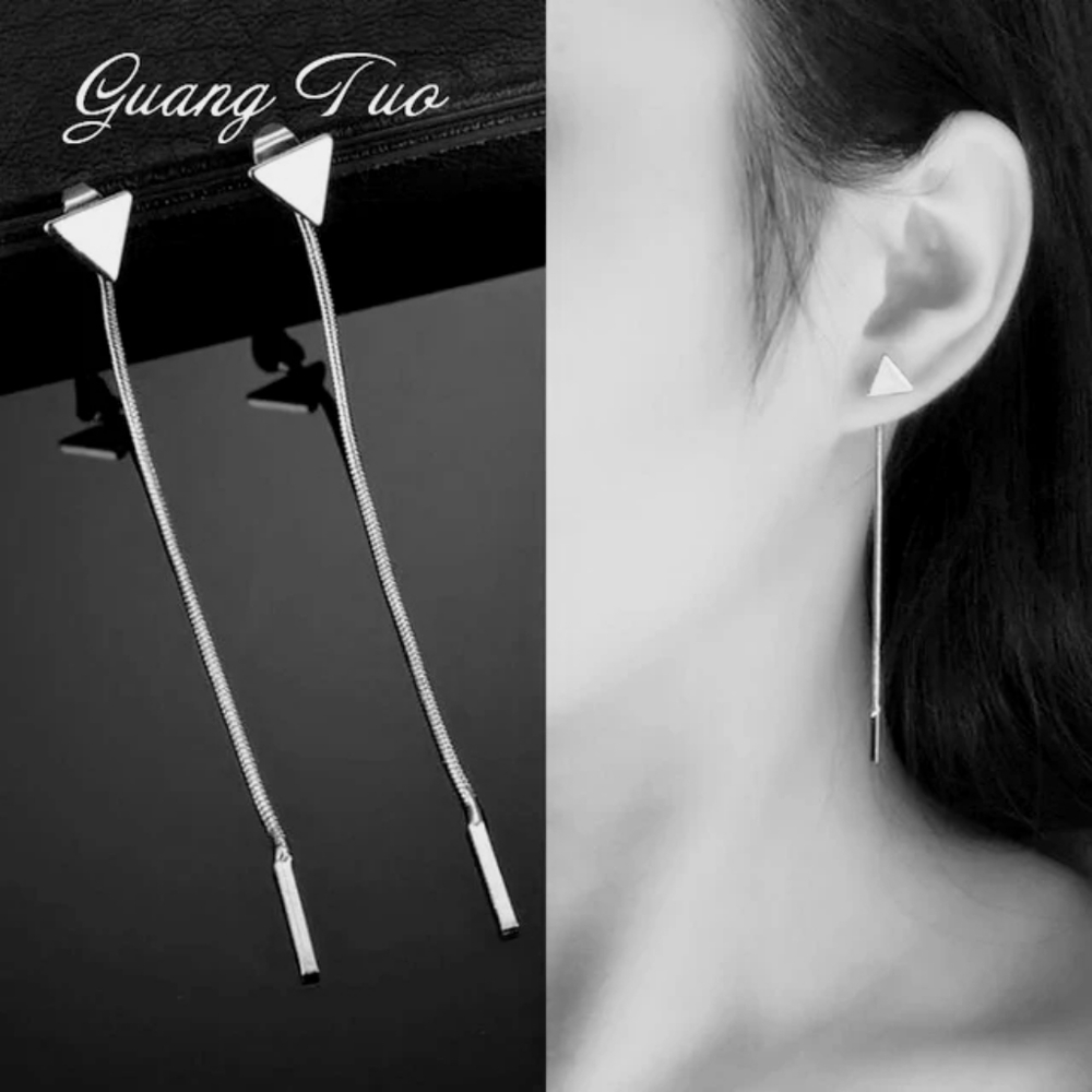 🔥 New!!! Silver Line Drop Dangle Stud Earrings 🥰